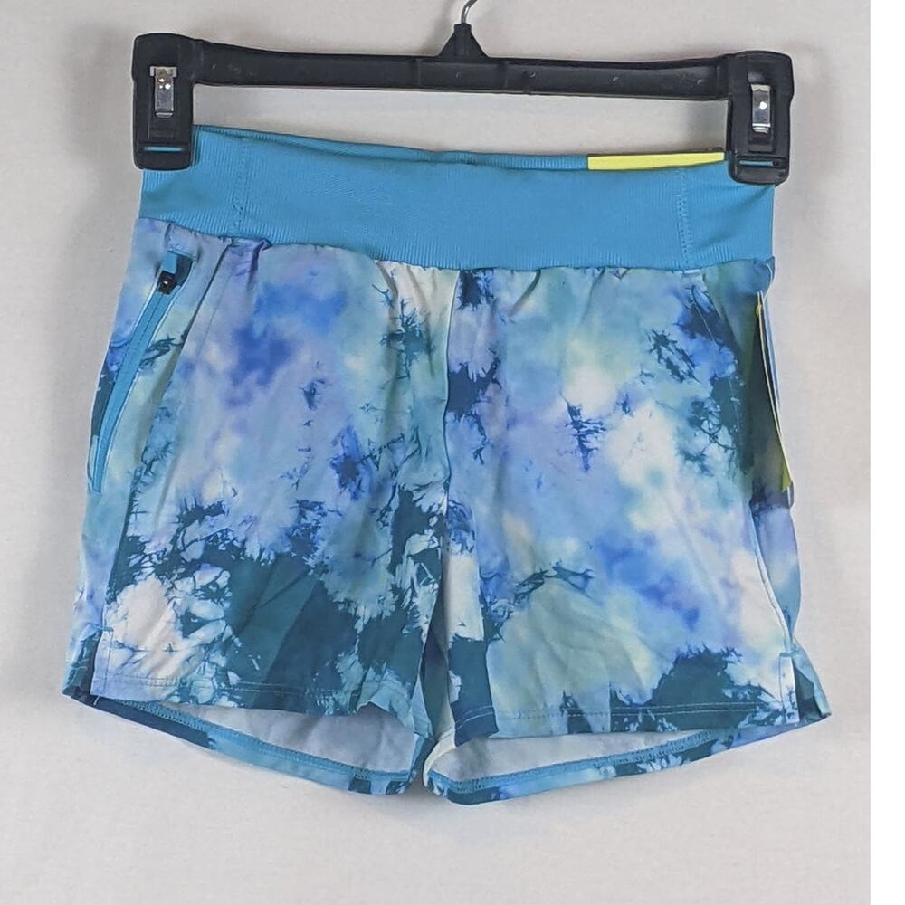 All In Motion‎ Shorts Tie Dye Blue Quick Dry Woven Teal Girls M 7/8 Side Pockets